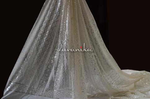 Thread and sequin work embroidery on Dyeable Georgette Fabric Dno6965RFD